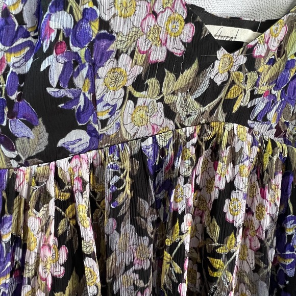 Anthropologie Purple Floral Maxi Patch Layer Strappy V-Neck Black Maxi Dress | 2 - Picture 11 of 12